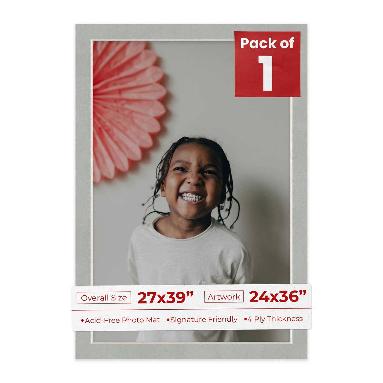 Light Grey Suede Mat Board for 27x39 Frames - Fits 24x36 Photos